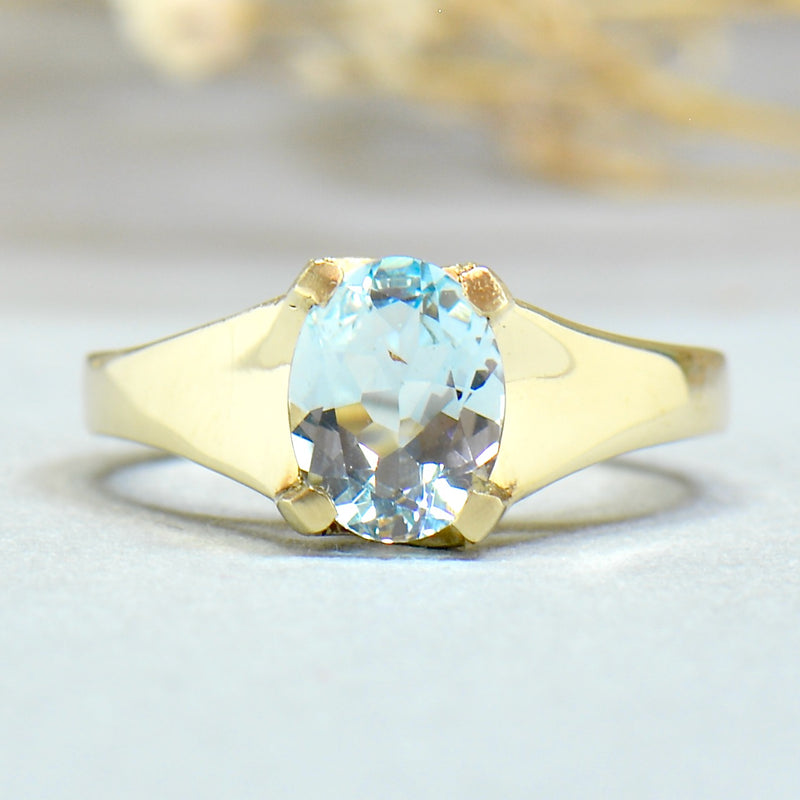 14ct Yellow Gold & White Gold Sea Green Aquamarine & Diamond Ring -  Chilton's Antiques